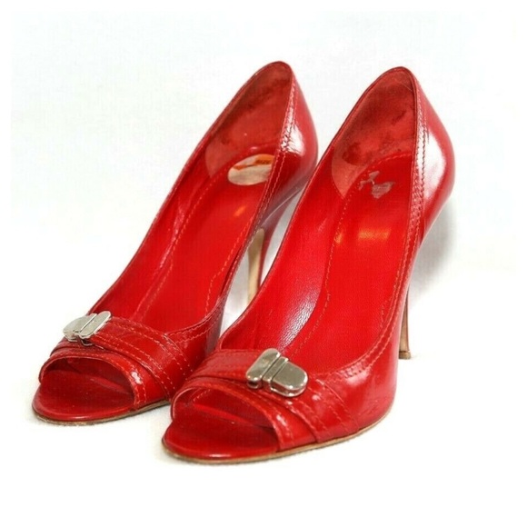 Givenchy Shoes - Givenchy Red Leather Open Tie Heels Shoes 37.5